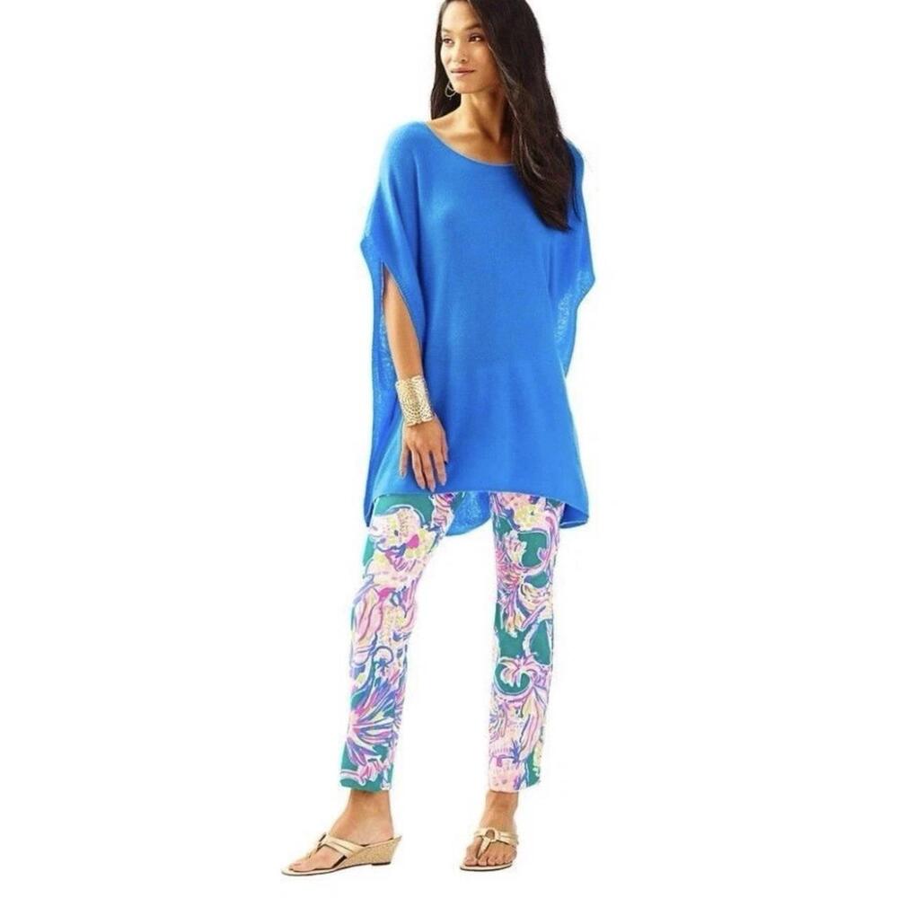 Lilly Pulitzer Kizzy 100% Cashmere Blue Tunic XXS XS Style 24909